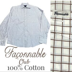 Men’s Faconnable Club Cotton Plaid Long Sleeve Button Down Small